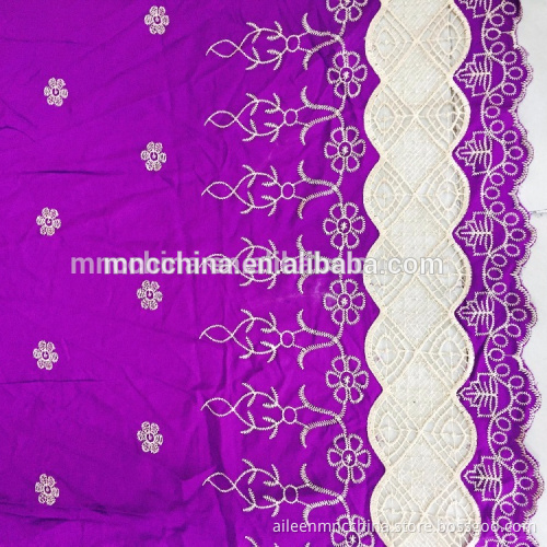 Rayon  solid  lace border embroidery fabric